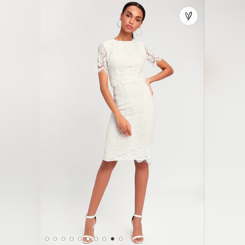 White Lulu's Lace Midi Dress